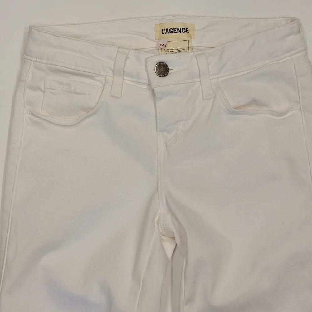 L'Agence Chantal Low Rise Skinny Jean Blanc White 24 - Picture 4 of 10